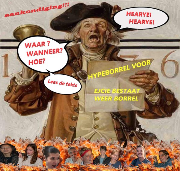 Poster De *"De EJCie bestaat weer borrel"* aankondigingsborrel 🦐